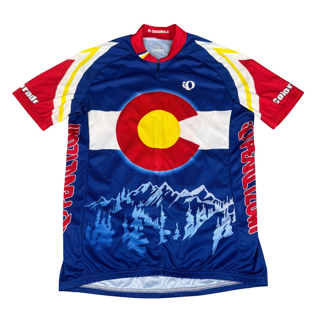 Pearl Izumi Cycling Jersey Mens L Colorado Flag Mountains iQ Half Zip Originals
